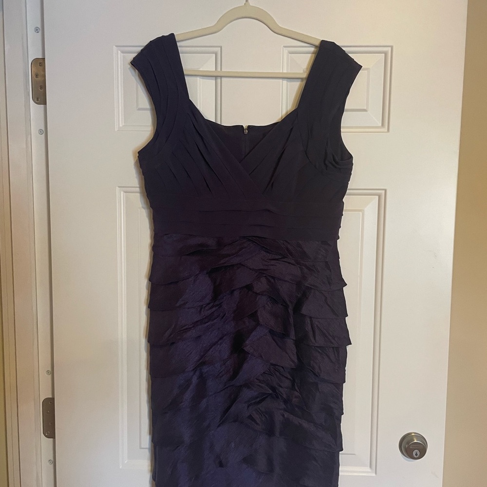 Adrianna Papell Rich Purple Layered Midi Dress
